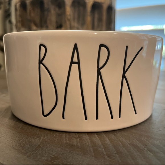 Rae Dunn White Dog Bowl, 'BARK’ - Picture 1 of 4